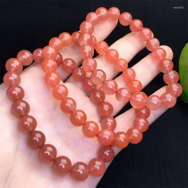 Pulseras de enlace 9 mm Natural de agada roja Crystal Reiki Healing Stone Fashion Jewelry Gifting Gift para mujeres 1 PCS