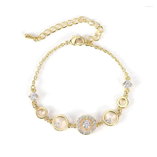 Bracelets à maillons réglables, breloque ronde brillante pour femmes, bijoux cadeau pour maman
