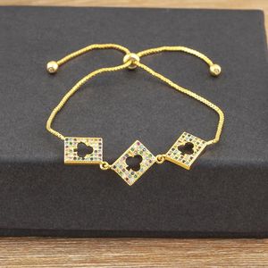 Bracelets à maillons AIBEF Poker Clubs évider coloré strass Bracelet longueur réglable bijoux cuivre Zircon femmes cadeau inhabituel