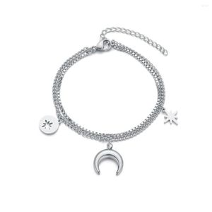 Lien Bracelets Akizoom Charme En Acier Inoxydable Double Couches Femmes Lune Bracelets Pour Hommes Amis Couple Bijoux Cadeau Gratuit