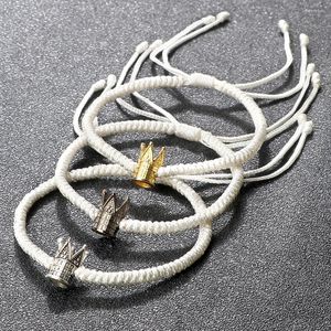 Pulseras de enlace de pulsera Artitud de diseño de corona Mujeres Mujeres hechas a mano Cordera de cuerda rojiza trenzada con suerte Joya de encanto Joya ajustable ajustable