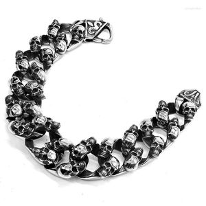 Link Armbanden Amumiu Cool Skull Men armband sieraden roestvrijstalen skeletketen zware puck 8,5 