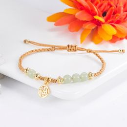 Link Armbanden Een Jade Armband Dames Luxe Delicate Kralen Geweven Touw Kleine Design Hand String Gelukskaart