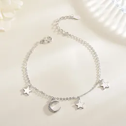 Pulseras de enlace Anenjery Zircon Moon Star Chain para mujeres accesorios de joyería de mano simple de mano regalos de cumpleaños para niñas