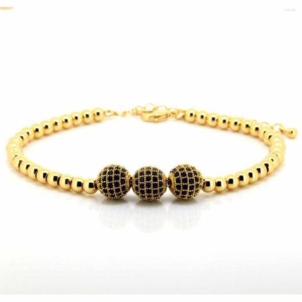 Lien Bracelets Anil Arjandas hommes 4mm perles de cuivre 8mm Micro pavé noir CZ perles femmes Pulseira Feminina