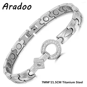 Bracelets à maillons Aradoo Bracelet en acier titane hématite thérapie magnétique Anti-rayonnement combustion des graisses femmes élégantes