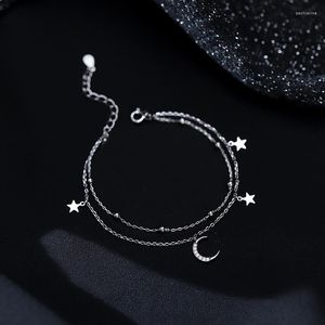 Linkarmbanden Aankomst Tassel Star Clear Zirkon Moon Charm Bracelet Bangle For Women Girls Elegante bruiloft Mode sieraden Geschenken SL524