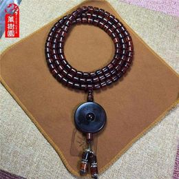 Bracelets liens authentiques Hainan Huanghua Pear Bracelet108 Breads Bracelet Purple Men et femmes Ornements de bouddha à la main