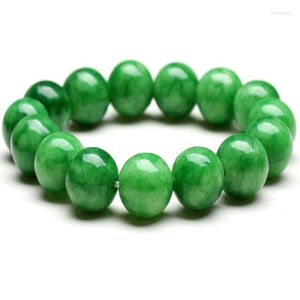 Link-Armbänder, Armreif, natürlicher Jade-Schmuck, runde Perlen, Edelstein-Armband, Smaragd-Jadeit, für Männer und Frauen, mit Zertifikat