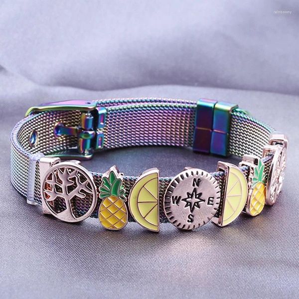 Bracelets à maillons BAOPON bijoux 10mm gardien fruits citron toboggan bracelet à breloques pour femmes hommes en acier inoxydable maille Bracelets bricolage cadeau