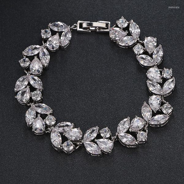 Bracelets à maillons en strass transparents pour femmes, cadeaux de noël, bijoux, prix de gros, bracelets porte-bonheur, B-013