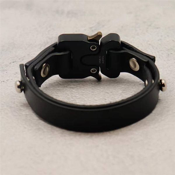 Bracelets à maillons noir ALYX boucle Bracelet hommes femmes 1:1 qualité décontracté cuir de vache 1017 9SM classique presse bouton en métal