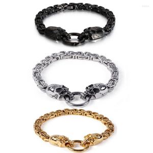 Bracelets de liaison bracelet punk noir / or / argent pour hommes de style chinois en acier inoxydable