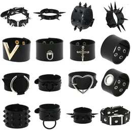 Bracelets de liaison noir goth pour femmes punk boho emo spike rivets pu cuir charme bracelet manche bracelet festival bijoux de bijoux