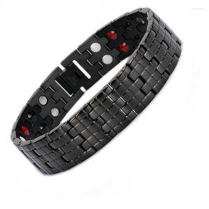 Bracelets à maillons en acier inoxydable noir, grille cubique, mosaïque large 16mm, bracelet magnétique en titane pur