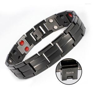 Link armbanden zwarte titanium magnetische armband heren polsband 15 mm energie gezondheid germanium voordelen mannelijk