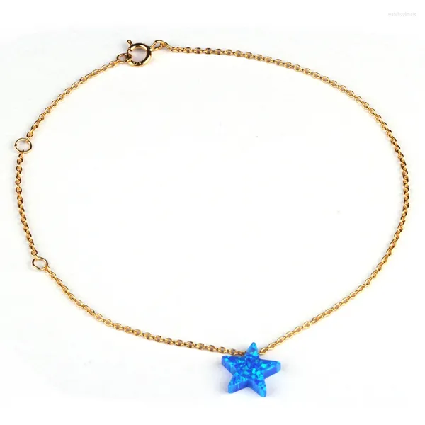 Pulseras de eslabones Azul Blanco Rosa Estrella Pulsera 925 Cadena de plata esterlina Joyería de ópalo sintético para unisex