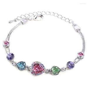 Link armbanden BN-00203 Oostenrijkse Crystal Heart Bracelet biedt Koreaanse mode-sieraden voor vrouwen 8 maart Women's Day Gift Wife