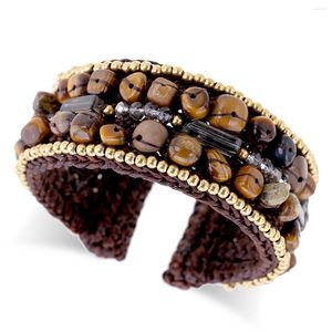 Link Armbanden Bohemia Handgemaakte Weven Wevende Tijger Eyes Stones Bracelet Fashion Bangle For Girls Vrouwen Trendy statement Kostuum sieraden