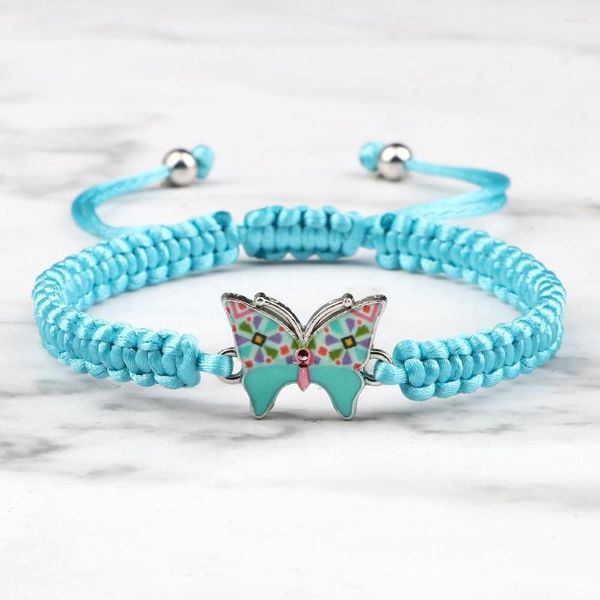 Lien Bracelets Bohème Papillon Chaîne Bracelet À La Main Bleu Fil Tressé Femmes Réglable Bracelet Charme Yoga Poignet Chaîne Bijoux