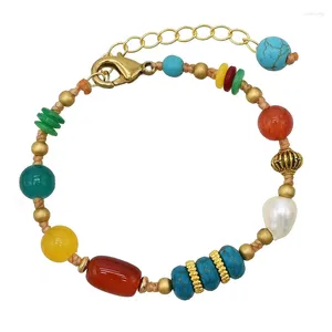 Bracelets à maillons de Style ethnique bohème, pendentif cloche tissé à la main, accessoires perlés, ornements antiques
