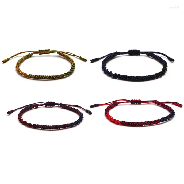 Pulseras de eslabones Pulsera de cuerda multicolor bohemia Nudos hechos a mano ajustables Brazaletes de hilo tibetano para mujeres Hombres Amantes Joyería