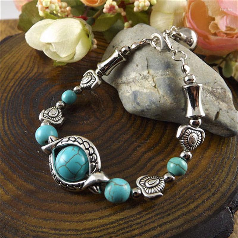 Link Bracelets Bohemian Turquoises Beads For Women Reiki Nature Stone Cube Cylinder Irregular Bangle Healing Healthcare Jewelry Gifts