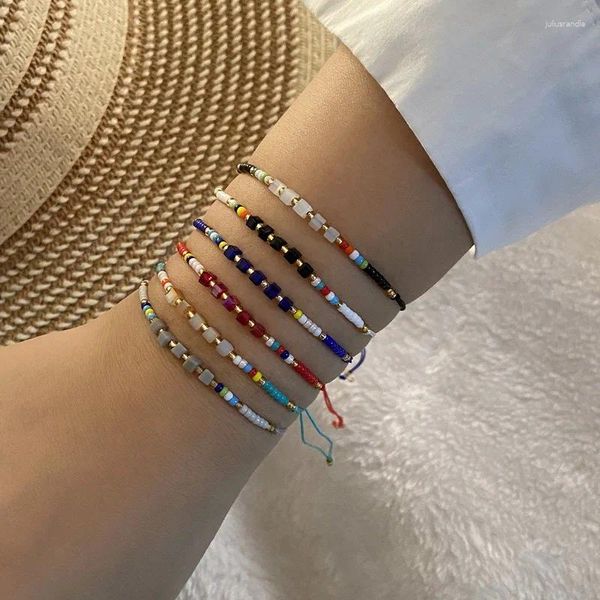 Bracelets à maillons Boho colorés, perles faites à la main pour femmes, corde tressée Simple, bijoux d'amitié unisexe, vente en gros