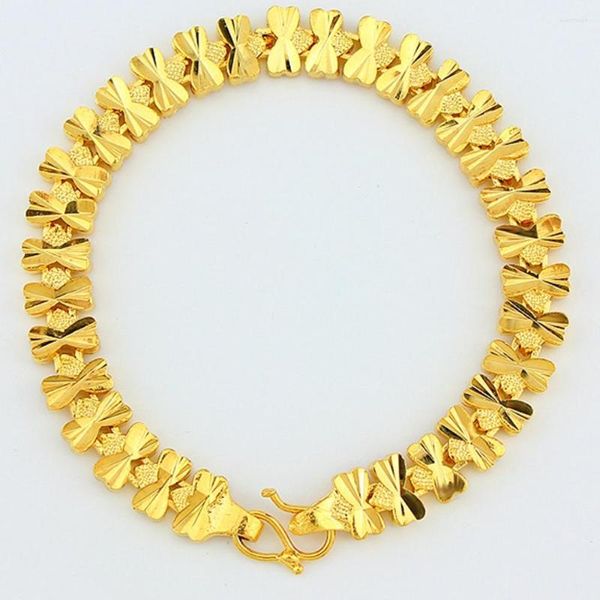 Bracelets à maillons Bracelet nœud papillon Or jaune rempli Jolie chaîne pour femme Poignet Rosette