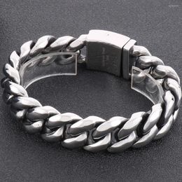 Bracelets de liaison bracelet pour hommes massifs de 19 mm de largeur gros morceau de trottoir cubain chaîne en acier inoxydable chaînes de hommes bijoux masculins masculins