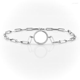 Linkarmbanden Bracelet voor vrouwenketen Verstelbaar roestvrijstalen glazen zwevende medaillon met strass Design sieraden