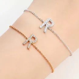 Lien Bracelets Bracelet HADIYANA à la mode cubique zircone femmes majuscule R Bracelets SL1040 cadeaux de mariage d'anniversaire