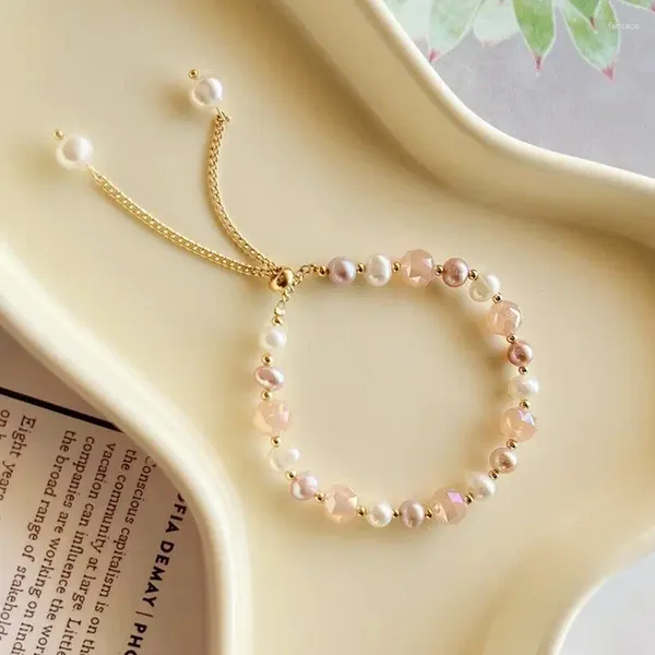 Bracelets à maillons pour femmes, bijoux originaux, perles d'eau douce naturelles baroques, couleur or, cadeau d'anniversaire, vente