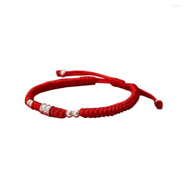 Pulseras de eslabones, pulsera de cuerda roja hecha a mano de punto con personalidad Retro encantadora, accesorios de joyería únicos para mujer y oficina