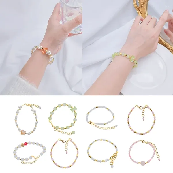 Bracelets à maillons pour femmes, breloque papillon extensible, Imitation de perles, fait à la main, corde élastique, bijoux, vente en gros, 2023