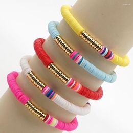 Link Armbanden C.YCX Elastische Multicolor Polymeer Klei Schijven Vinyl Heishi Voor Vrouwen Zomer Strand Sieraden Boho Meisjes Geschenken