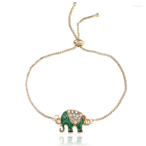 Bracelets à maillons en forme d'éléphant de dessin animé, Simple, à la mode, mascotte porte-bonheur incrusté de Zircon, goutte d'huile, bijoux
