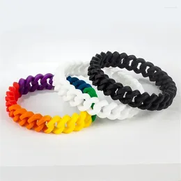 Bracelets de liaison Silicone de couleur blanche noire décontractée pour hommes femmes avec du bracelet en caoutchouc élastique sport des cadeaux unisexes bijoux
