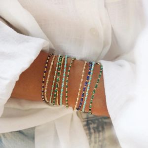 Bracelets à maillons CCGOOD 3mm pierre naturelle perlée été pour femmes plaqué or 18 K Boho bijoux Style plage Bracelet Pulseras