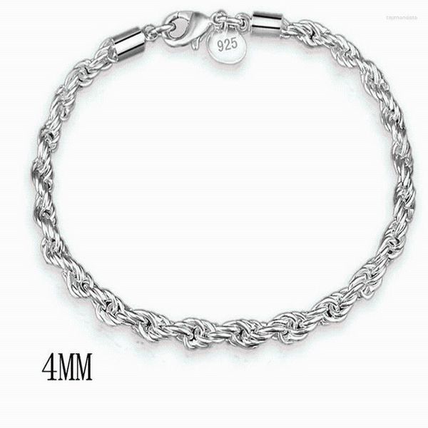 Pulseras de eslabones Cadena de llegada Gran marca 2023 Pulsera de cuerda trenzada de plata esterlina para mujeres Brazaletes Pulseira VBS4014Link Raym22