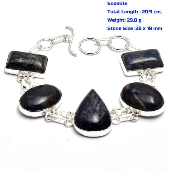 Pulseras de eslabones Cadena Topacio azul genuino Chacedonia Ópalo Citrino Opalite Turquesa Piedra de sangre Jaspe de fuego Pulsera Silvers CopperLink