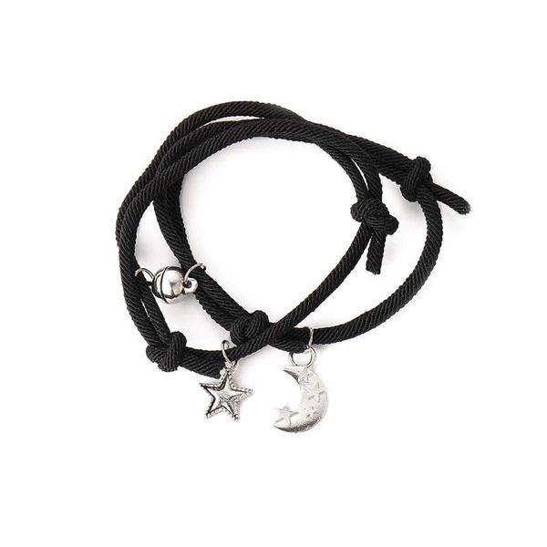 Lien Bracelets Chaîne Aimant Bracelet Bracelet Étoile Lune Couple À La Main Corde Réglable Correspondant Chanceux Noir Blanc GiftLink