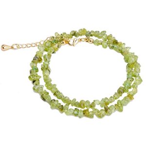 Lien Bracelets Chaîne Naturel Vert Raisin Pierre Gravier Perle Double Cercle Bracelet Pour Les Femmes Cuivre Boucle Pas Fade Mode Bihemia Plage