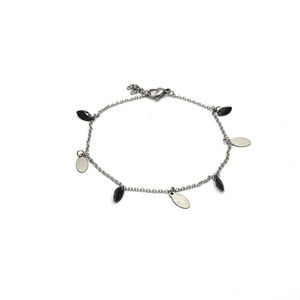 Lien Bracelets Chaîne En Acier Inoxydable Argent Noir Pierre Simple Mode Tempérament Joker Pour Les Femmes