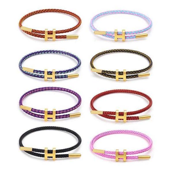 Bracelets à maillons chaîne en acier inoxydable Bracelet en fil d'acier 3D en or dur avec corde réglable étanche pour les femmes bijoux de luxeLink CEMR