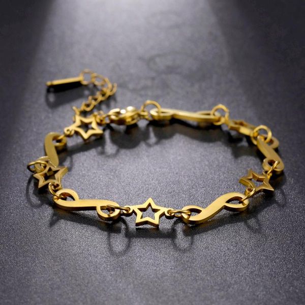 Cadena de pulseras de eslabones, colgante de símbolo de estrella e infinito de acero inoxidable para hombres y mujeres, joyería de tendencia Hip Hop, regalo de fiesta