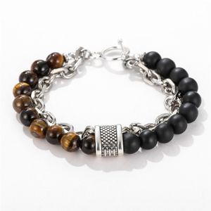 Bracelets de liaison chaîne Tiger Eye Stone Breed Bracelet pour hommes pour hommes