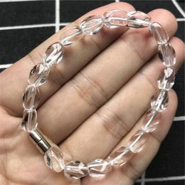 Bracelets à maillons chaîne haut bracelet en cristal de roche naturel bijoux pour femmes dame hommes amour cadeau chanceux clair 9x6mm perles pierres précieuses rares et puissantes