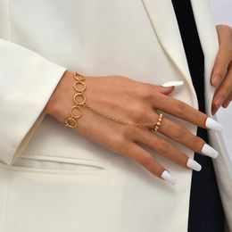 Link armbanden ketting trendy eenvoudige vrouwelijke goudkleur metaal voor vrouwen rond geometrische vinger sieraden accessoires GiftLink Linklink