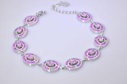 Lien Bracelets chaîne en gros au détail mode 7.0 pouces Fine rose opale de feu Bracelet 925 bijoux en argent Sterling BNT16031301Link